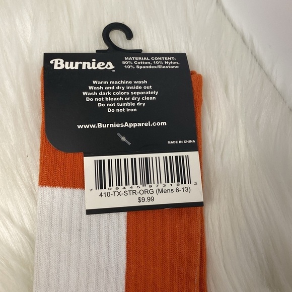 Burnies Mens Socks NWT Size 6-13 Orange with Star - Picture 4 of 6